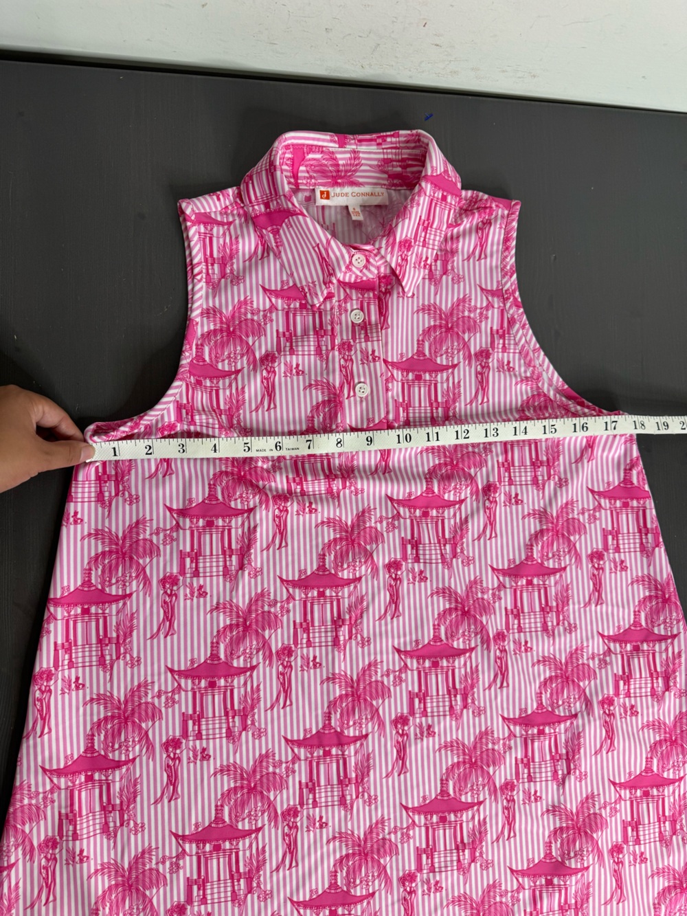 Jude Connally Pink Sleeveless Shift Dress Tropical Pagoda Print - Picture 6 of 9